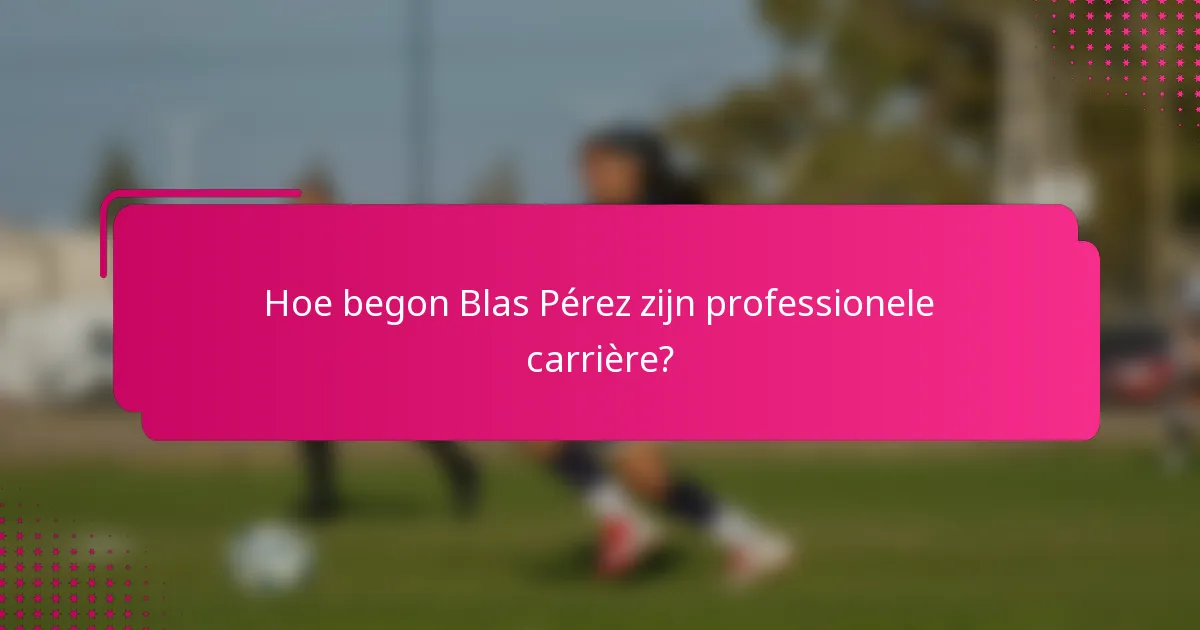 Hoe begon Blas Pérez zijn professionele carrière?