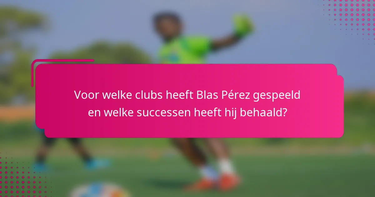 Voor welke clubs heeft Blas Pérez gespeeld en welke successen heeft hij behaald?