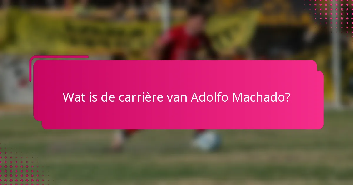 Wat is de carrière van Adolfo Machado?