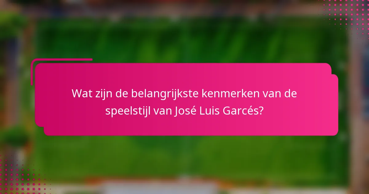 Wat zijn de belangrijkste kenmerken van de speelstijl van José Luis Garcés?