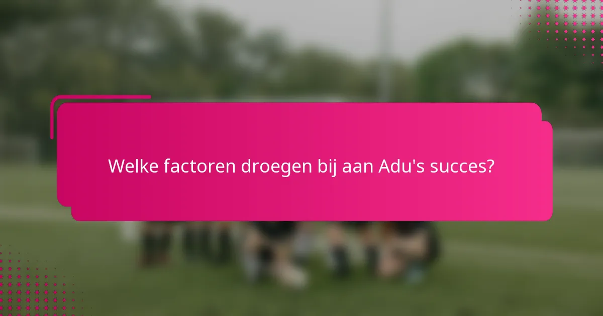 Welke factoren droegen bij aan Adu's succes?